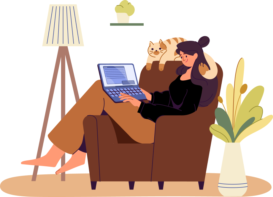Illustration of a person working remotely on a laptop